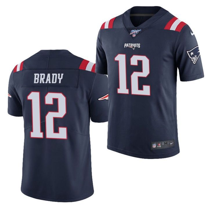 Men New England Patriots #12 Tom Brady Nike Navy 100th Limited NFL Jersey->new england patriots->NFL Jersey